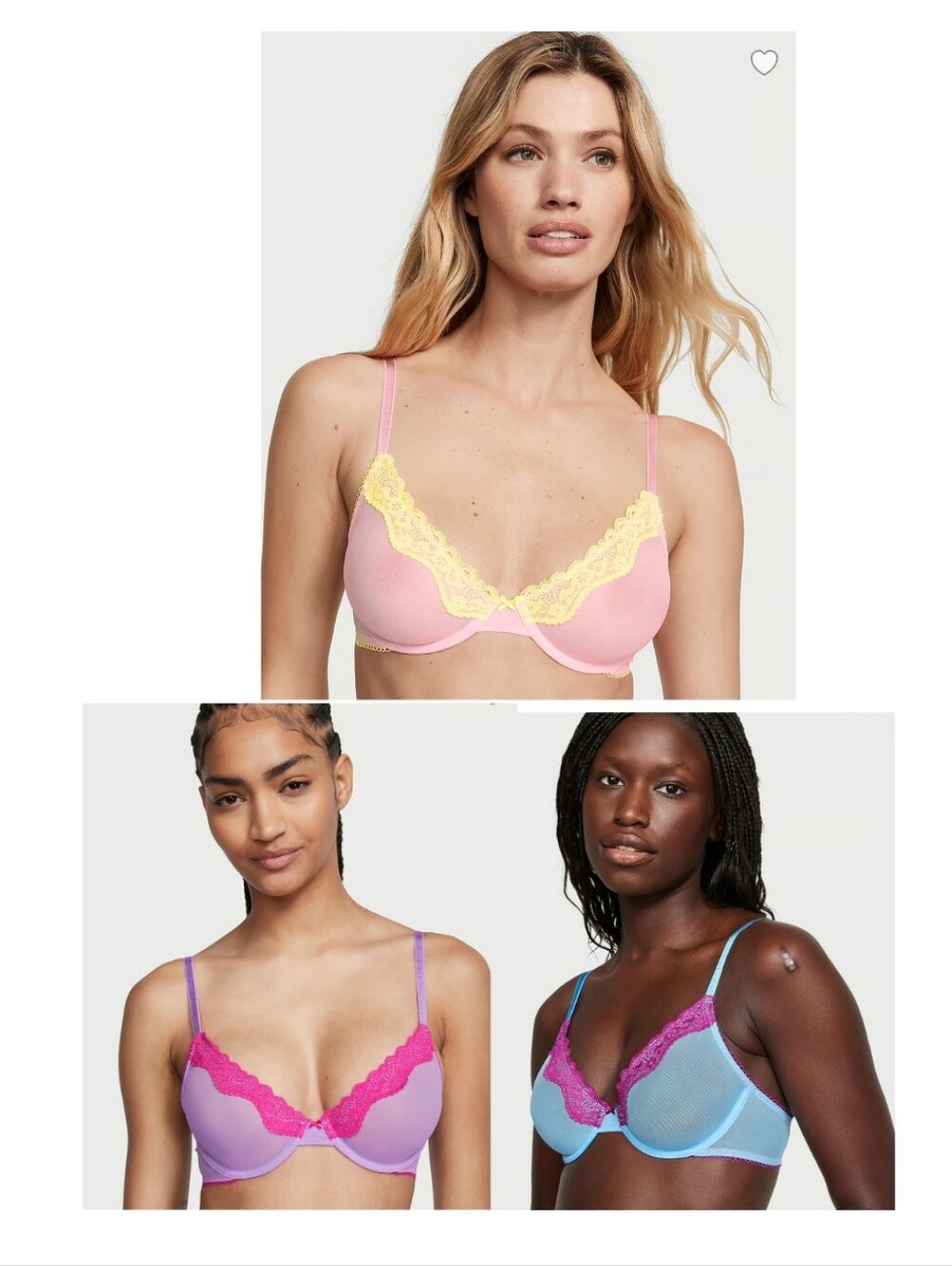VICTORIA'S SECRET Tease Lace-Trim Unlined Demi Bra Bundle Of 4